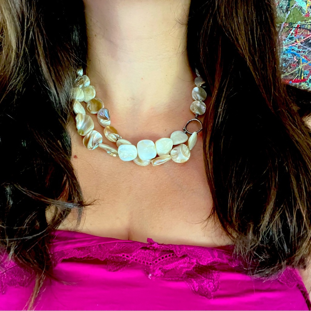 Vintage Silpada 925 Sterling Silver Mother of Pearl Shell Necklace